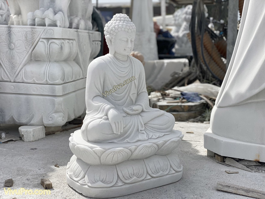 Tượng Phật Thích Ca bằng Đá Trắng Mịn