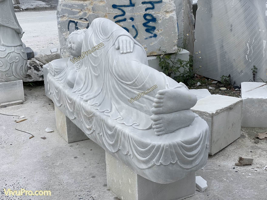 Tượng Phật nằm (Phật nhập niết bàn) đá trắng mịn