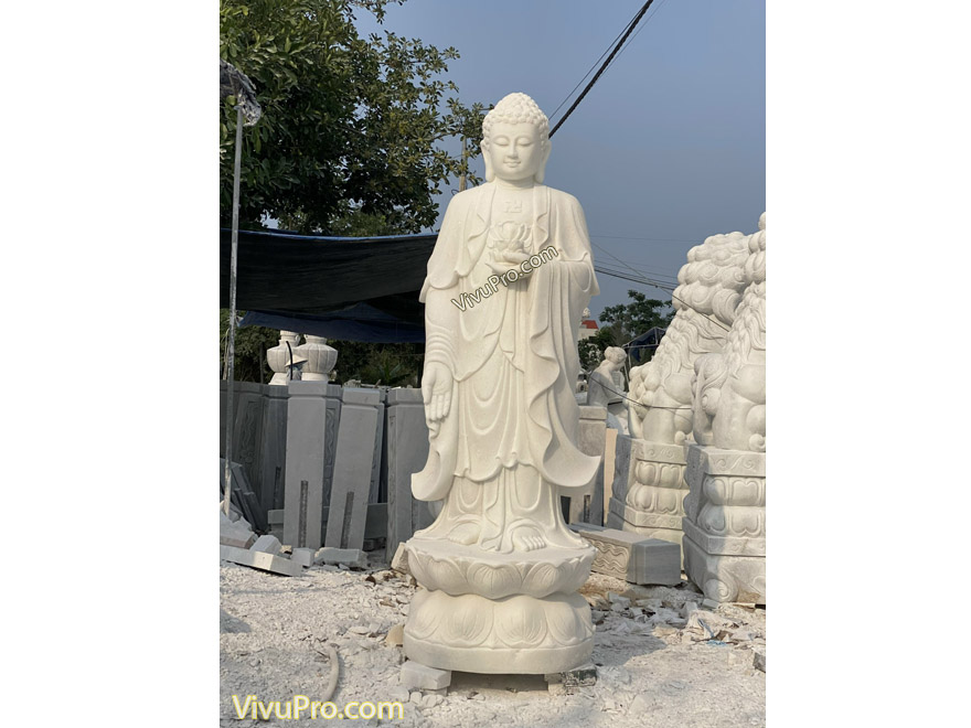 Tượng Phật A Di Đà Đá Cẩm Thạch Trắng