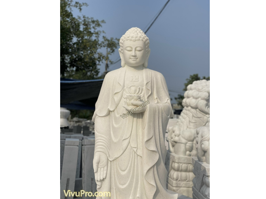 Tượng Phật A Di Đà Đá Cẩm Thạch Trắng
